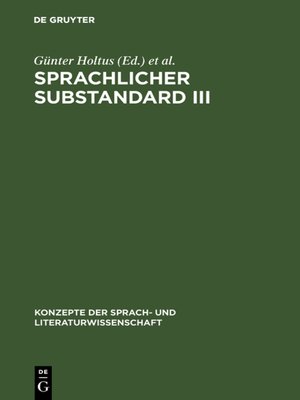 cover image of Sprachlicher Substandard III